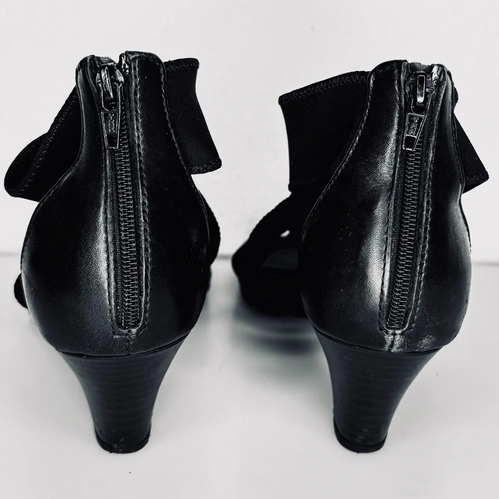 Gabor Black Sandals 2” Heel Open Tow Strappy